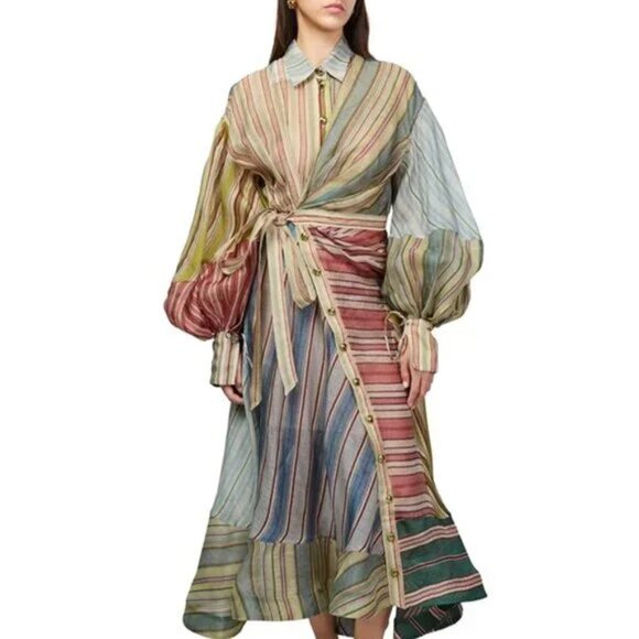 Zimmermann Rebellion Striped Midi Dress - Picture 1 of 13